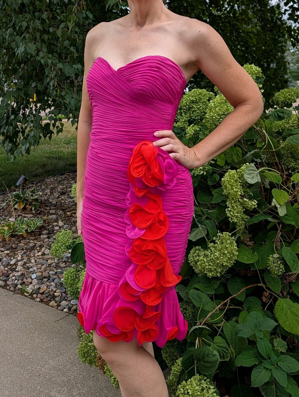 vintage AJ BARI ruched silk strapless dress 80's 90's S